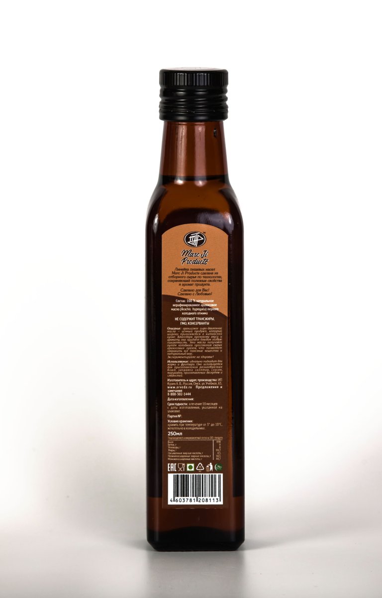 Арахисовое пищевое масло нерафинированное первый холодный отжим / Peanut Oil / 250 мл / стекло / Marc Ji Products®