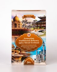 Армянская традиционная деликатесная острая смесь пряностей и специй Эребуни / Armenian traditional delicacy spicy blend Erebuni / 50 г / коробка/ Marc Ji Products®
