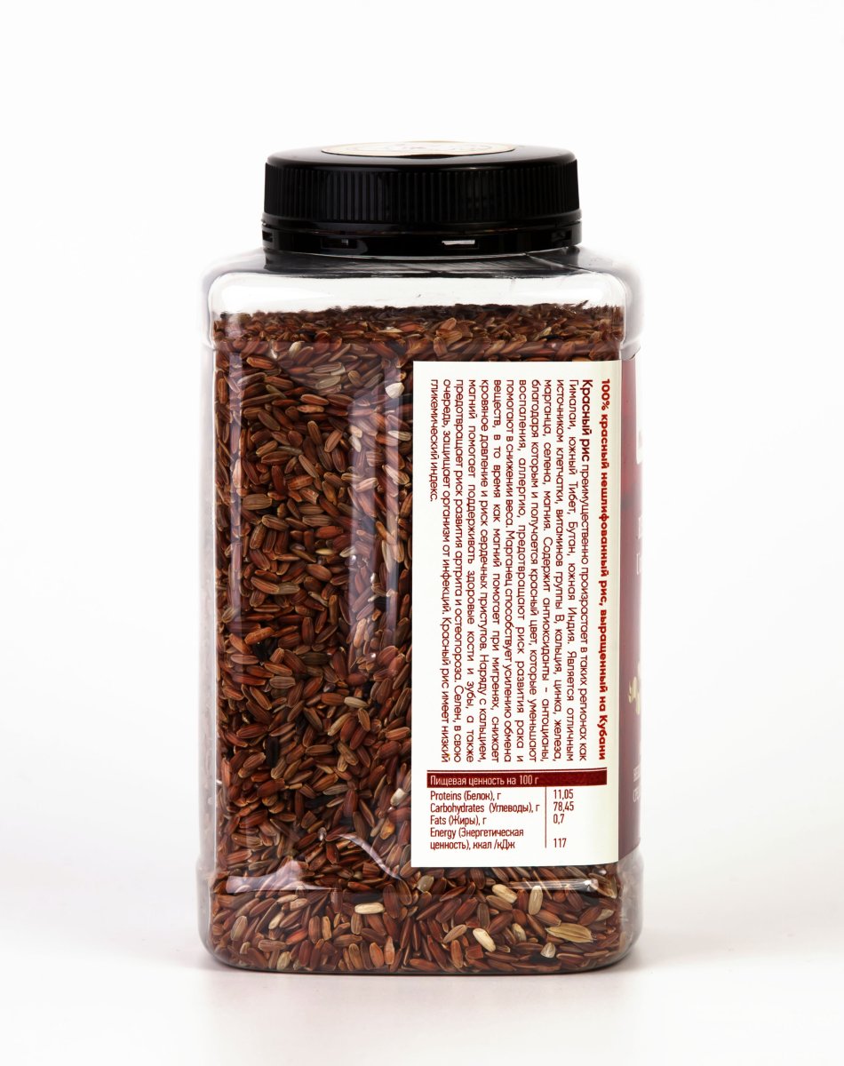 Красный нешлифованный среднезерный рис «RED RICE Unpolished», Россия / 800 г / пл. уп. / Marc Ji Products®