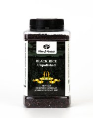 Черный нешлифованный длиннозерный рис «BLACK RICE Unpolished», Россия / 800 г / пласт. банка / Marc Ji Products®