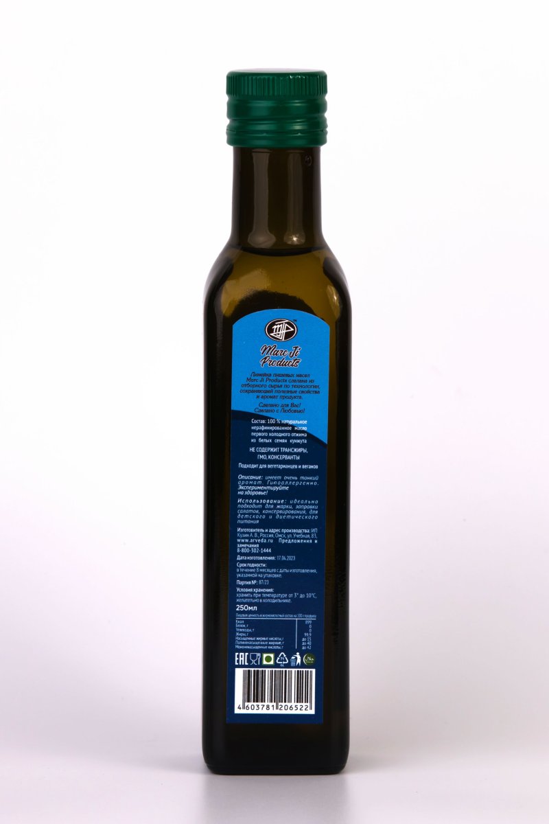Кунжутное пищевое нерафинированное масло из белого семени / Til (Sesame) Oil white seed / 250 мл / стекло / Marc Ji Products®