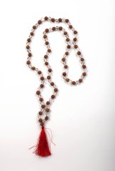 Чётки из рудракши с горным хрусталем, 108 бусин / Индия